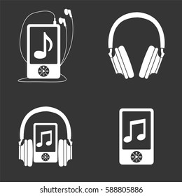 Music and audio icons set isolated on  gray