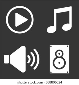 Music and audio icons set isolated on  gray