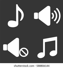 Music and audio icons set isolated on  gray