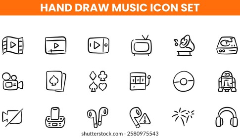 Music and Audio Icons sets. Mega collection of Music and audio icons. Outline symbols collection. Vector illustration For Mobile and Web. Contains such icons as music tools, microphone, piano, tv,