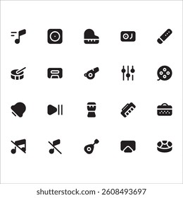 Music Audio Icons with solid style, perfect for user interface projects