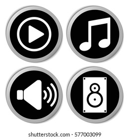 Music and audio icons - vector stickers  set