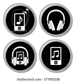 Music and audio icons - vector stickers  set