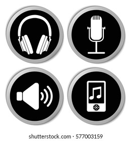 Music and audio icons - vector stickers  set