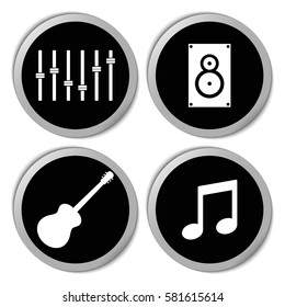 Music and audio icons - vector stickers set