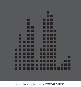 Ilustración de audio de música ecualizador vector onda negro sobre fondo blanco