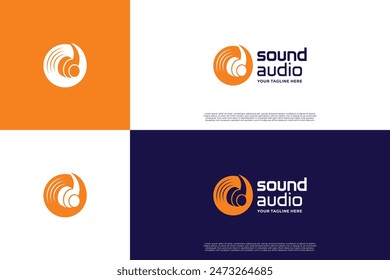 Music audio logo design. Headset with cassette logo combination