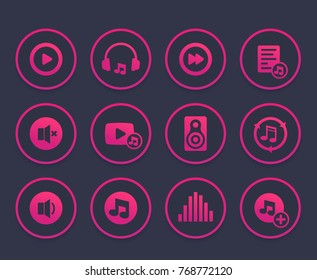 music, audio player icons set