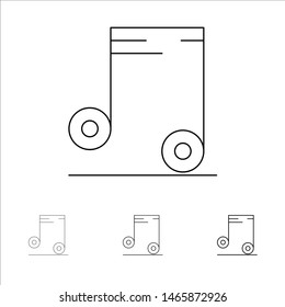 Music, Audio, School Bold and thin black line icon set. Vector Icon Template background