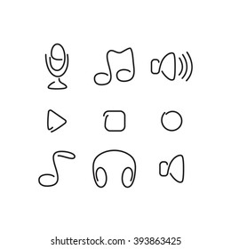 Music audio set icons. Vector illustration.