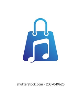 Music Audio Shopping Bag Logo Template Design Vector Design illustration