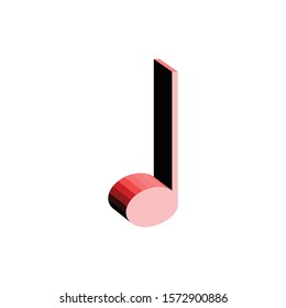 Music or audio symbol. Musical note icon vector in three dimensional shape