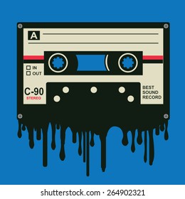 Music audio tape illustration, typography, t-shirt graphics, vectors