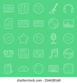 Music and audio thin lines icons set graphic design