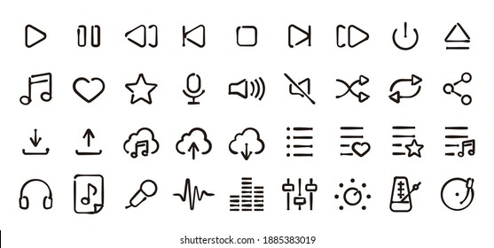 Music And Audio UI Icon Set (Hand Drawn Version)