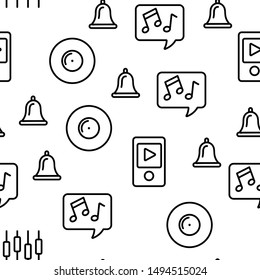 Music, Audio Vector Seamless Pattern Contour Illustration