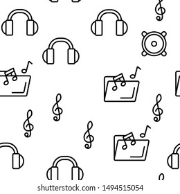 Music, Audio Vector Seamless Pattern Contour Illustration