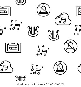 Music, Audio Vector Seamless Pattern Contour Illustration