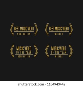 Music Award Best Music Video Winner Nomination. Laurel Vector Logo Icon Set