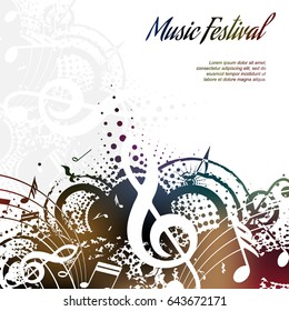 Music background abstract composition on white with place for text, vector illustration