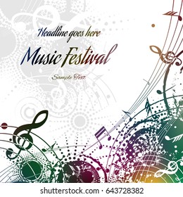 Music background abstract composition on white with place for text, vector illustration