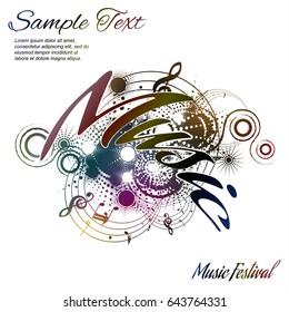 Music background abstract composition on white with place for text, vector illustration