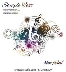 Music background abstract composition on white with place for text, vector illustration