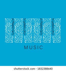 Music Background with Abstract Piano Keys Made from Notes - Vector