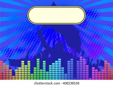 Music Background Banner Crowd Silhouette Stock Vector Royalty Free