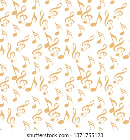 Music background with black notes. Seamless pattern with notes symboles. vector illustration for your design.