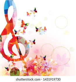 Music Background Colorful Gclef Butterflies Vector Stock Vector ...