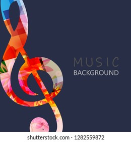 Music background with colorful G-clef vector illustration design. Artistic music festival poster, live concert events, musical key symbol