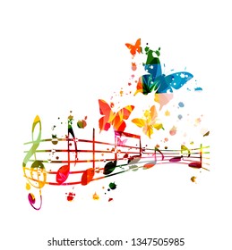 Music background with colorful music notes vector illustration design. Artistic music festival poster, live concert events, party flyer, music notes signs and symbols