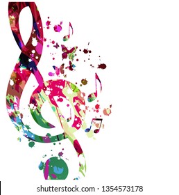 Music background with colorful music notes vector illustration design. Artistic music festival poster, live concert events, party flyer, music notes signs and symbols