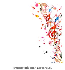 Music background with colorful music notes vector illustration design. Artistic music festival poster, live concert events, party flyer, music notes signs and symbols