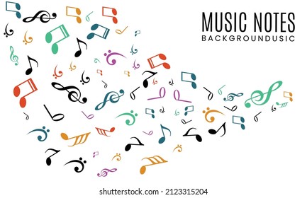 Music Background Colorful Music Notes Vector. Abstract Music Background