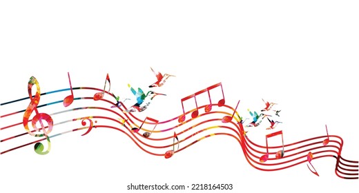 Music background with colorful music notes vector illustration design. Artistic music festival poster, live concert events, party flyer, music notes signs and symbols