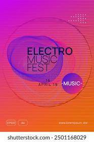 Music Background. Dance Trance Element. Electronic Disco Illustration. Techno Event. Electro Vector. Green Night Club Set. Violet Discotheque Poster. Pink Music Background