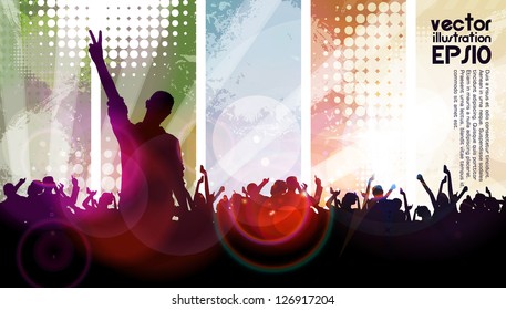 Music background with dancing people