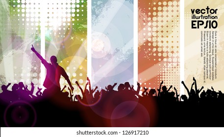 Music background with dancing people