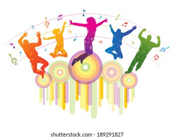 Music background with dancing people.