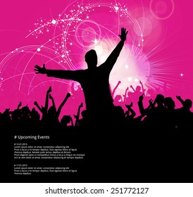 Music background with dancing people. Vector