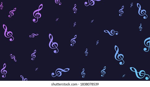 Music background. Dark background with colored gradient music notes on it. Vector illustration