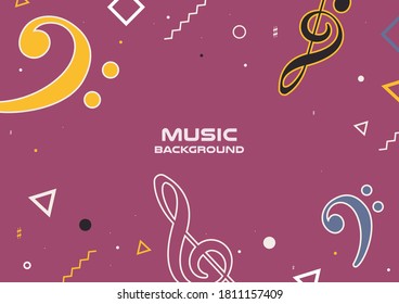 Fondo musical de diseño, Vector e ilustración,Diseño de plantilla para postal , formas , folleto y banner.