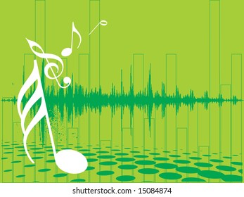 music background with different notes on the white