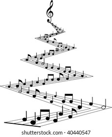 Music background with different notes on the white