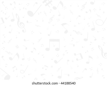 Music background with different notes on the white