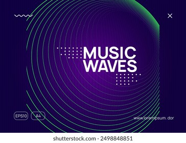 Music Background. Dj Poster. Green Discotheque Flyer. Pink Dance Design. Festival Invite. Night Club Trance Graphic. Soundwave Disco Illustration. Blue Music Background