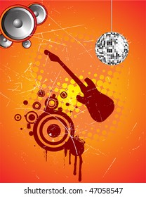 music background with e-guitar - vector