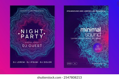 Music Background. Electro Invite. Blue Techno Event. Electronic Disco Invitation. Sound Design. Edm Concert Graphic. Pink Discotheque Set. Green Music Background